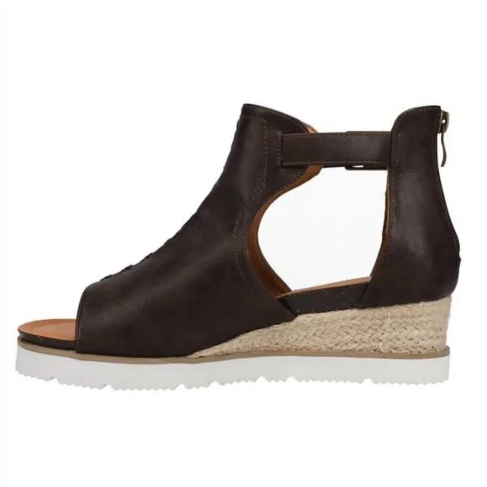 Corkys SUGAR CITY Espadrille Low Wedge Sandals Dark Brown NIB Open Toe Size 10 - Picture 4 of 15